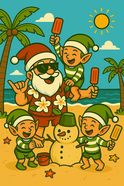 Christmas - Shaka Santa with Elves & SandmanAdd to Order